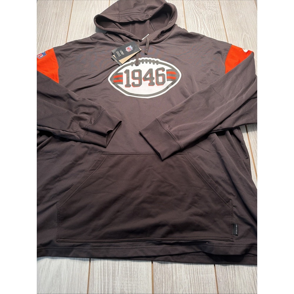 New Nike Cleveland Browns Mens On Field NFL Hooded Sweatshirt Size 3XL $100 1946